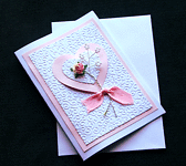 Pink Flower Textured Heart - dr16-0020